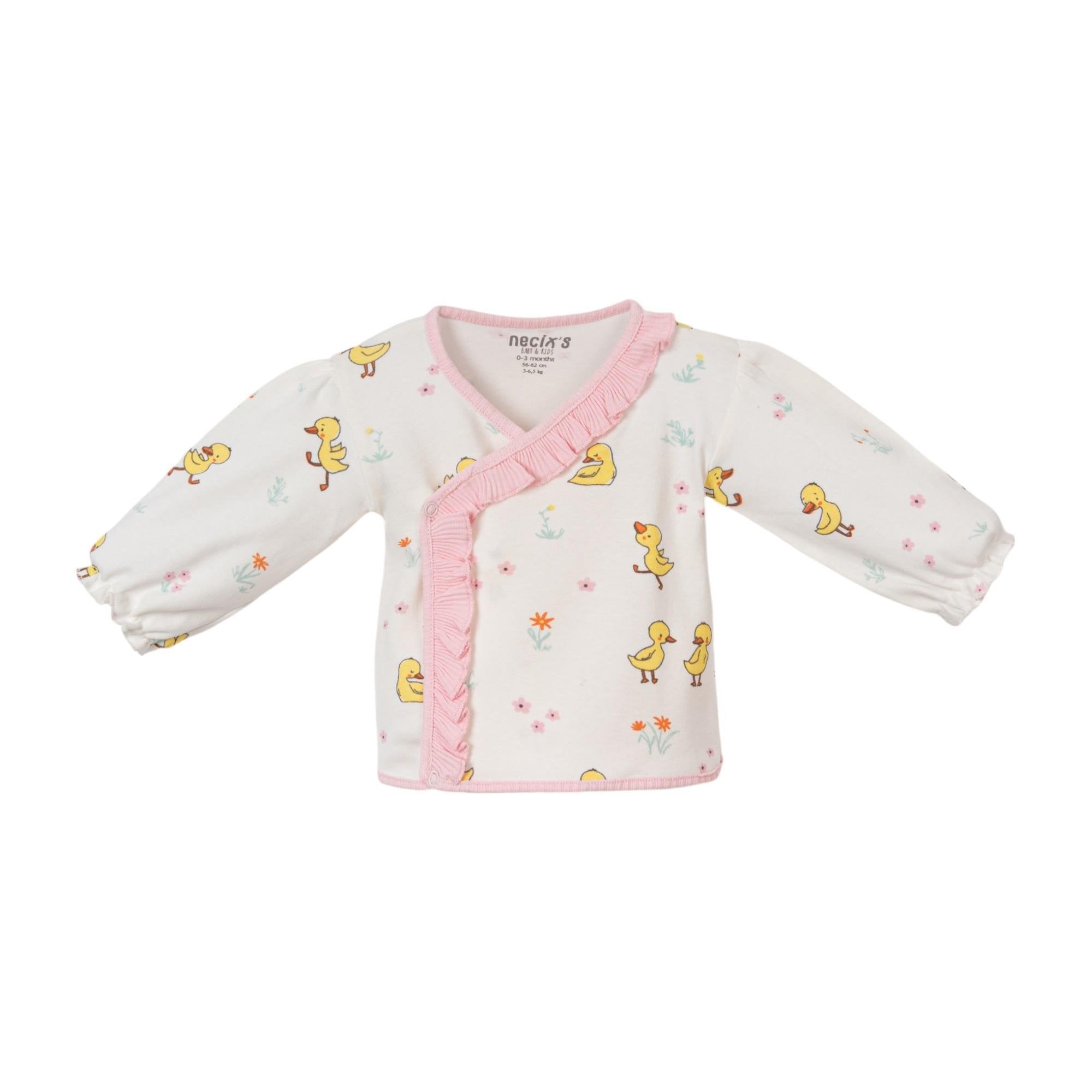 Ördek Baskılı 3'lü Kız Bebek Zıbın Takım