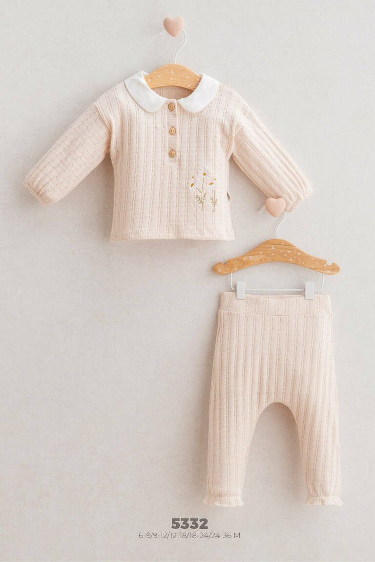 Vintage Style Kız Bebek Alt Üst Takım - Yeşil