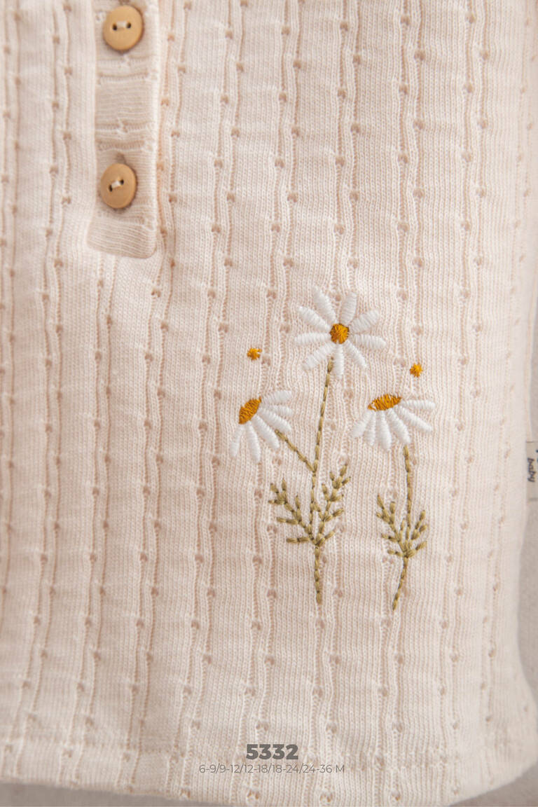 Vintage Style Kız Bebek Alt Üst Takım - Ekru